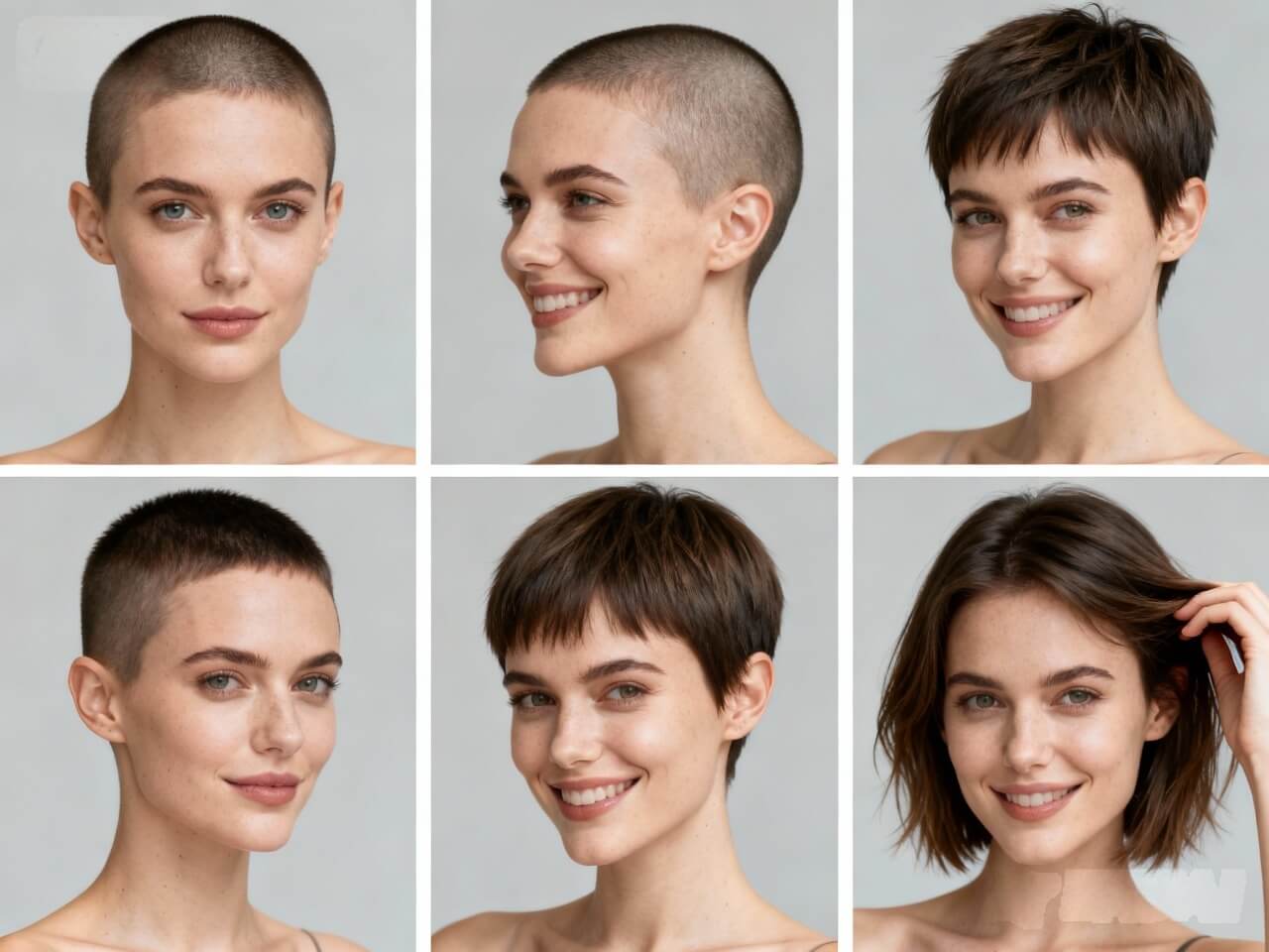 Shadow fade buzz cut with metallic makeup