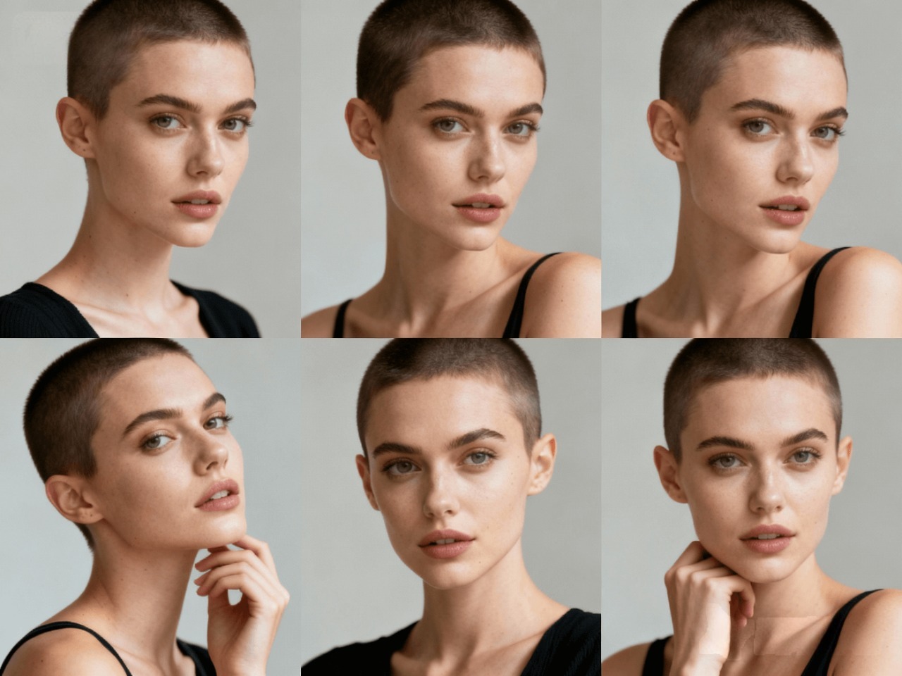 Close crop buzz cut for women smiling outdoors